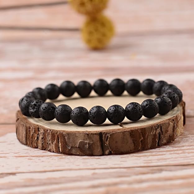 Natural Lava 8 mm,Bracelet for Wealth Protection
