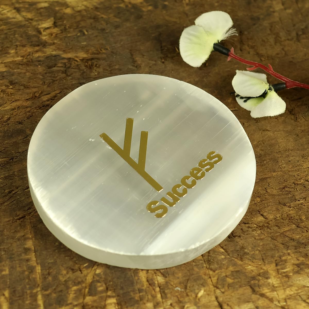 Selenite Charging Plate Sucess Symbol Crystal