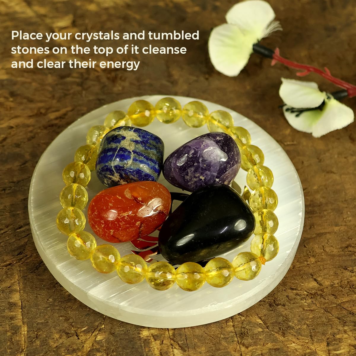 Selenite Charging Plate Sucess Symbol Crystal